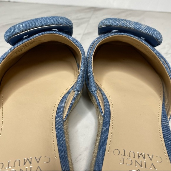 Vince Camuto Jinannie Stonewash Denim Square Toe Espadrille Mule 7 1/2 M - Picture 11 of 13